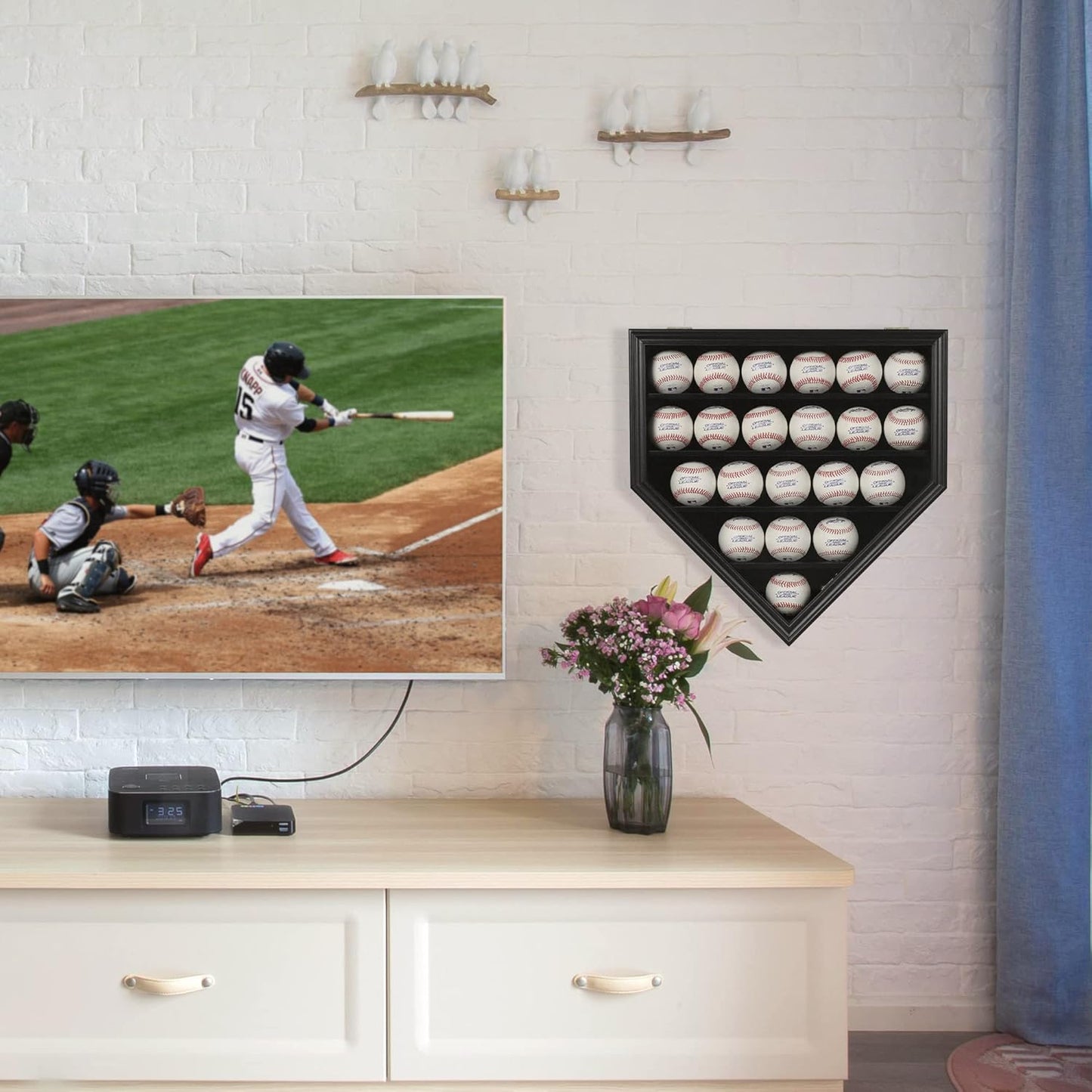 Baseball Display Case Baseball Holders for Balls Display with 21 Slots Wall Display Box 98% Clear Antifade UV Protection with Gold Locks for Homerun and Collector Autograph Balls