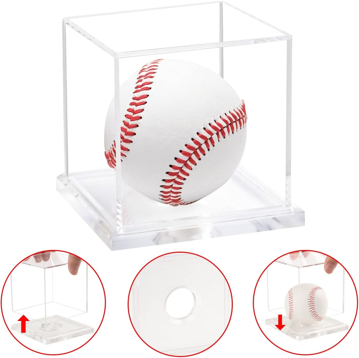 Baseball Display Case, Acrylic Baseball Holder Cube Baseball Box Memorabilia Display Cases for Official Baseball