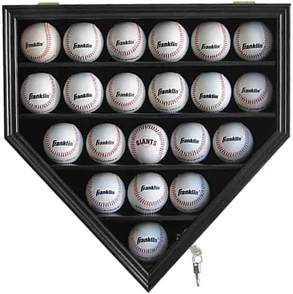 Baseball Display Case Baseball Holders for Balls Display with 21 Slots Wall Display Box 98% Clear Antifade UV Protection with Gold Locks for Homerun and Collector Autograph Balls