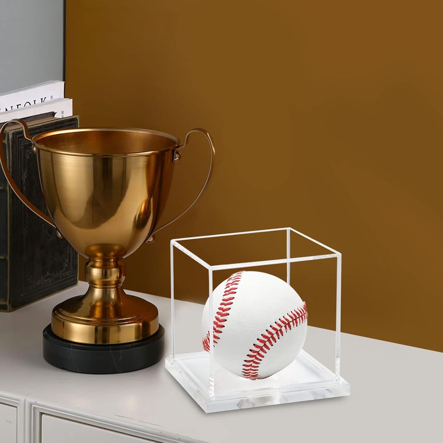 Baseball Display Case, Acrylic Baseball Holder Cube Baseball Box Memorabilia Display Cases for Official Baseball