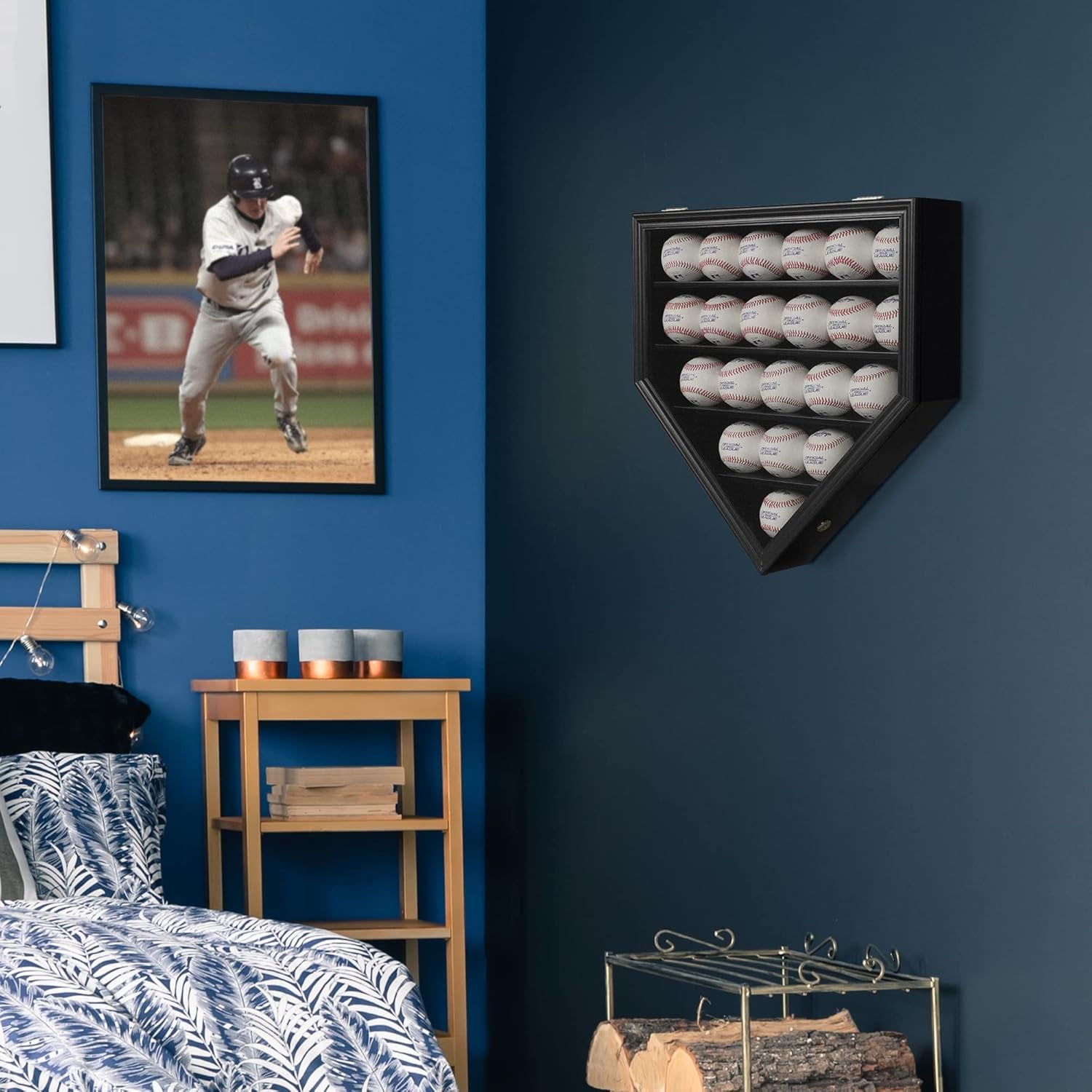 Baseball Display Case Baseball Holders for Balls Display with 21 Slots Wall Display Box 98% Clear Antifade UV Protection with Gold Locks for Homerun and Collector Autograph Balls