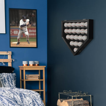 Baseball Display Case Baseball Holders for Balls Display with 21 Slots Wall Display Box 98% Clear Antifade UV Protection with Gold Locks for Homerun and Collector Autograph Balls