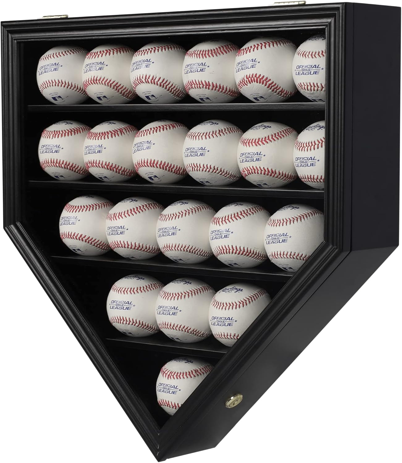 Baseball Display Case Baseball Holders for Balls Display with 21 Slots Wall Display Box 98% Clear Antifade UV Protection with Gold Locks for Homerun and Collector Autograph Balls