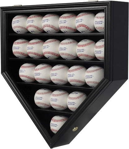 Baseball Display Case Baseball Holders for Balls Display with 21 Slots Wall Display Box 98% Clear Antifade UV Protection with Gold Locks for Homerun and Collector Autograph Balls