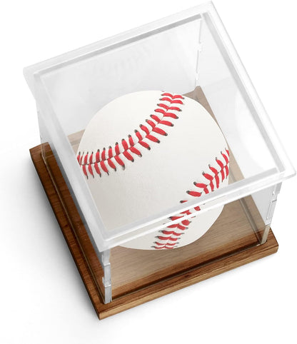 Display Case for Baseballs Clear Acrylic Display Stand Holder UV Protection Dust-Proof Memorabilia Display Case (2 Baseball Cases)